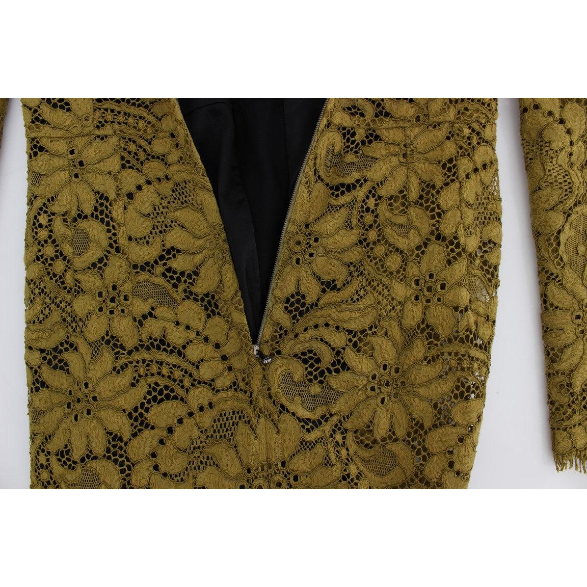 Olive Green Floral Lace Ricamo Maxi Dress - coffeewithmee2