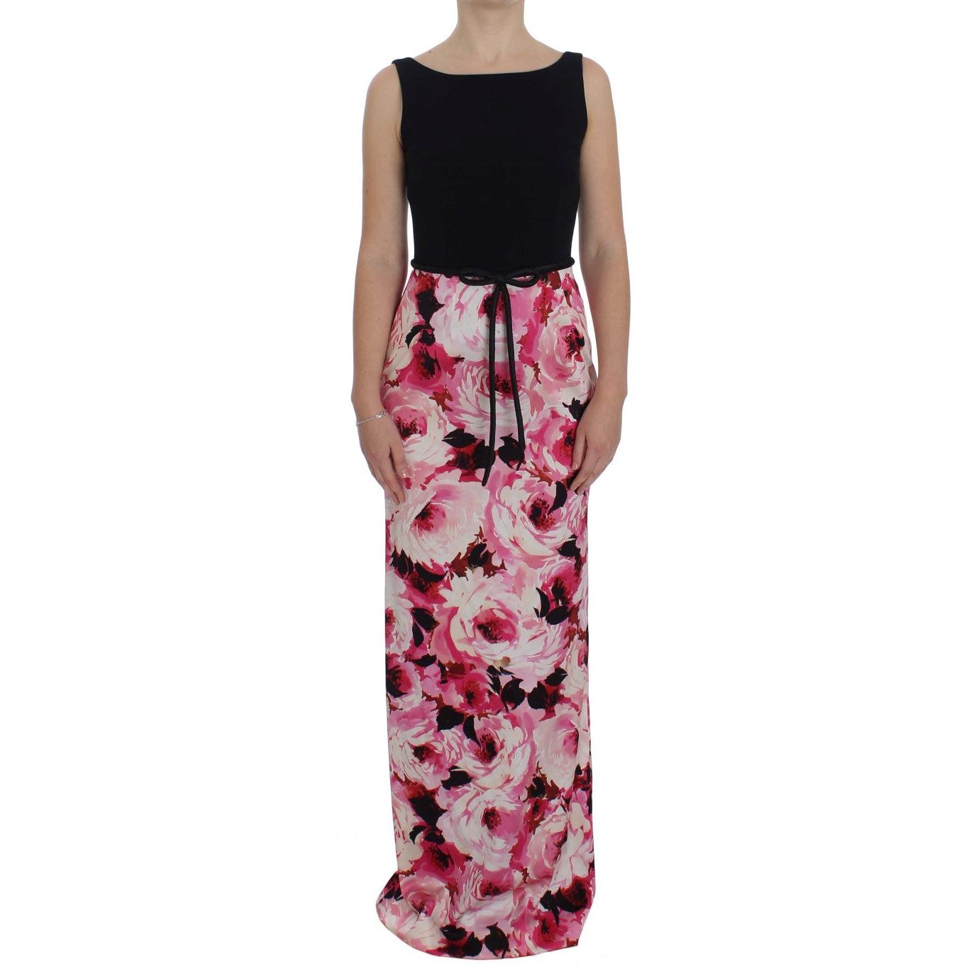 Pink Floral Print Long Maxi Sheath Dress - coffeewithmee2