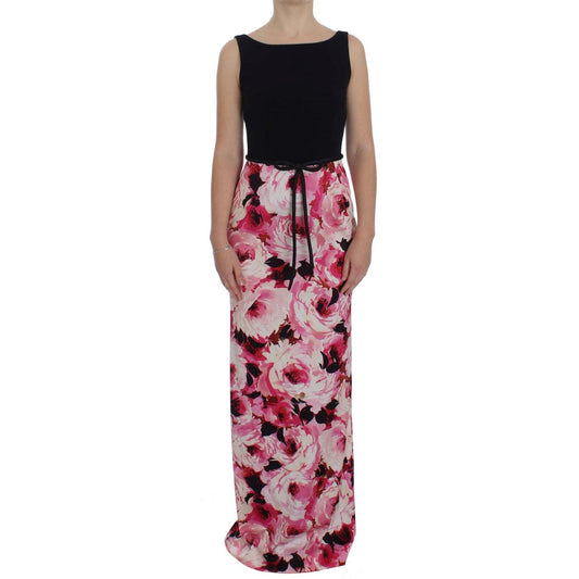 Pink Floral Print Long Maxi Sheath Dress - coffeewithmee2