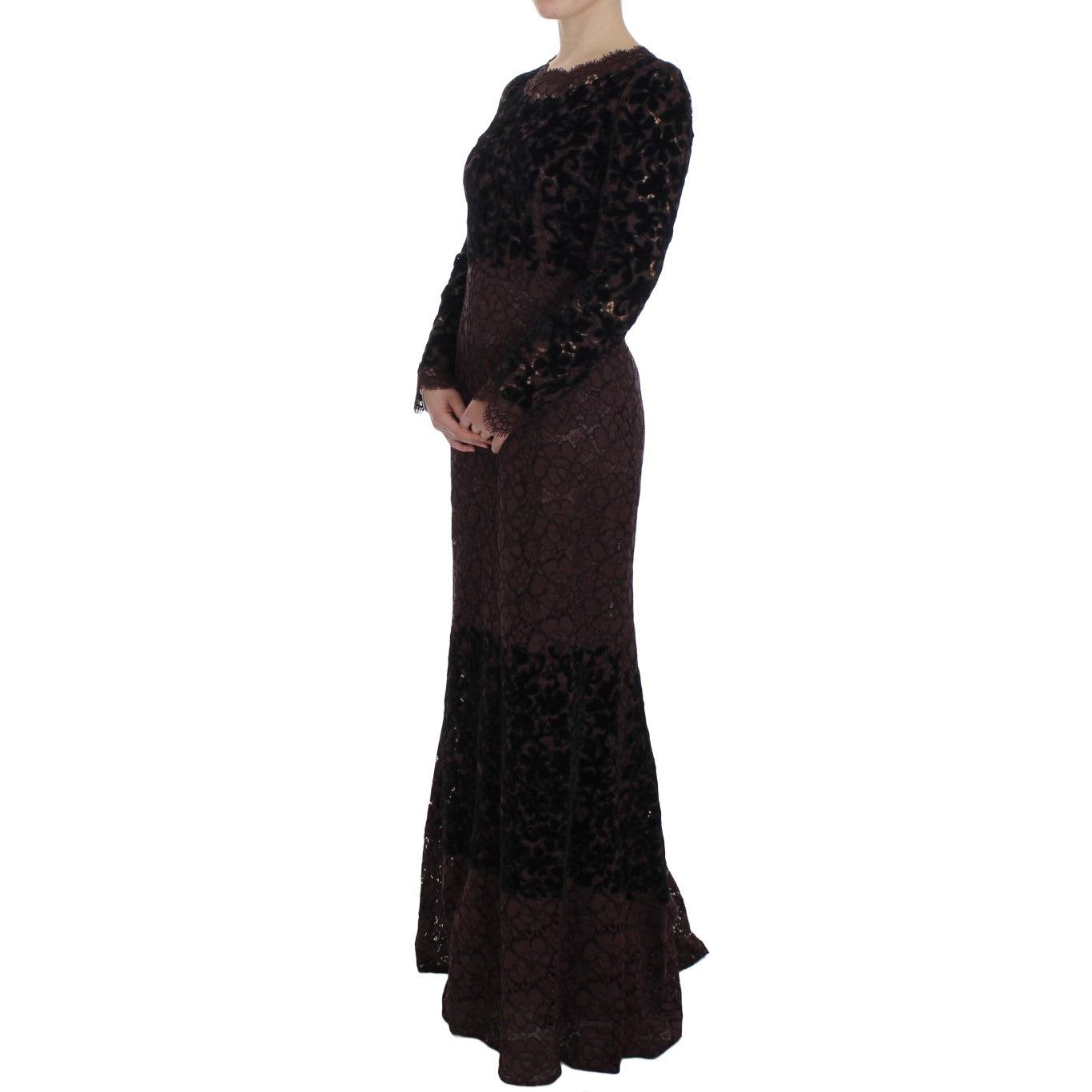 Purple Floral Lace Ricamo Maxi Dress - coffeewithmee2