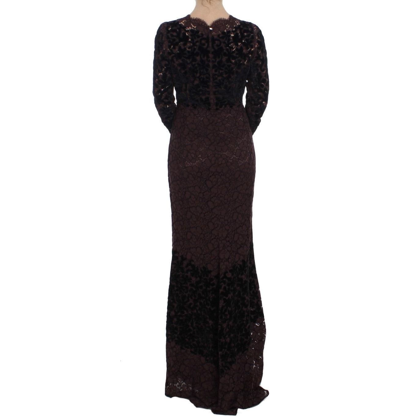 Purple Floral Lace Ricamo Maxi Dress - coffeewithmee2
