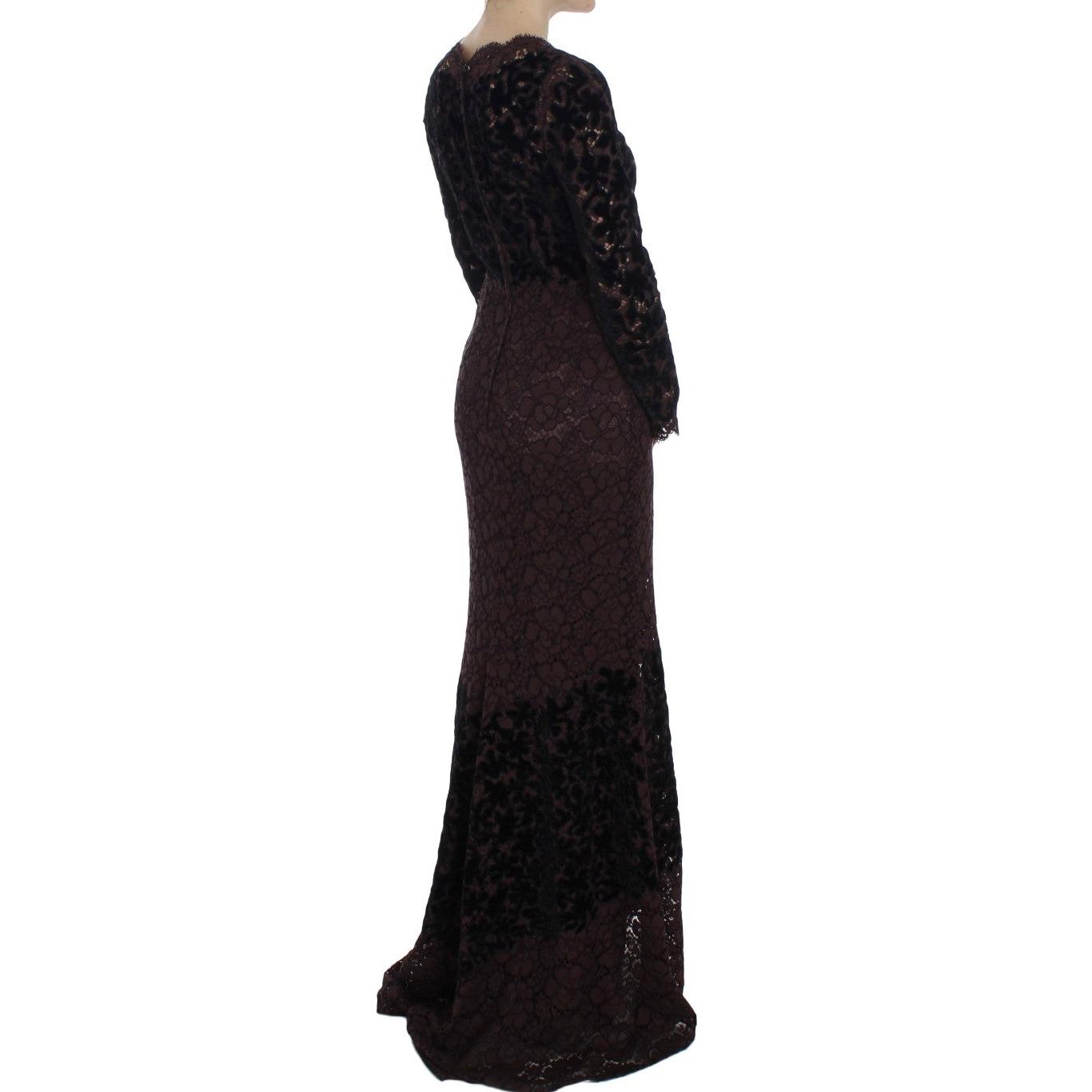 Purple Floral Lace Ricamo Maxi Dress - coffeewithmee2