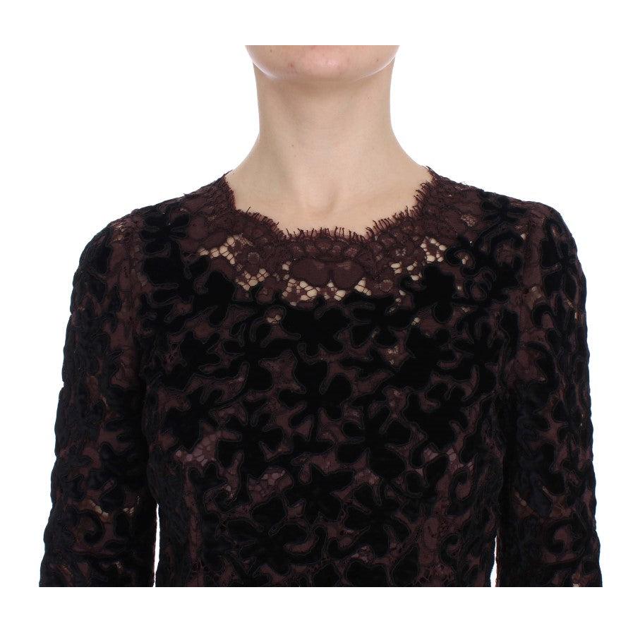 Purple Floral Lace Ricamo Maxi Dress - coffeewithmee2