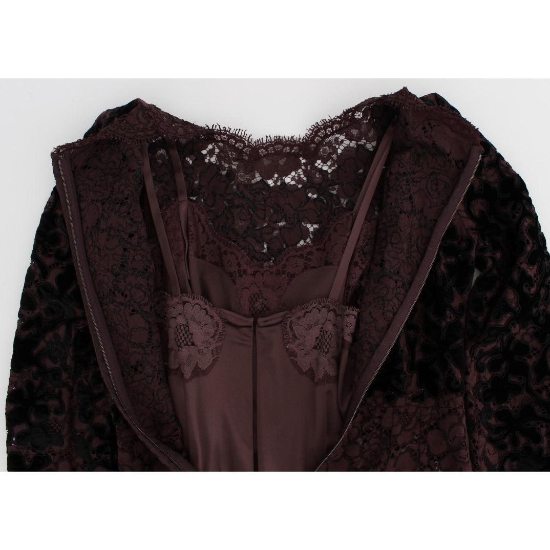 Purple Floral Lace Ricamo Maxi Dress - coffeewithmee2