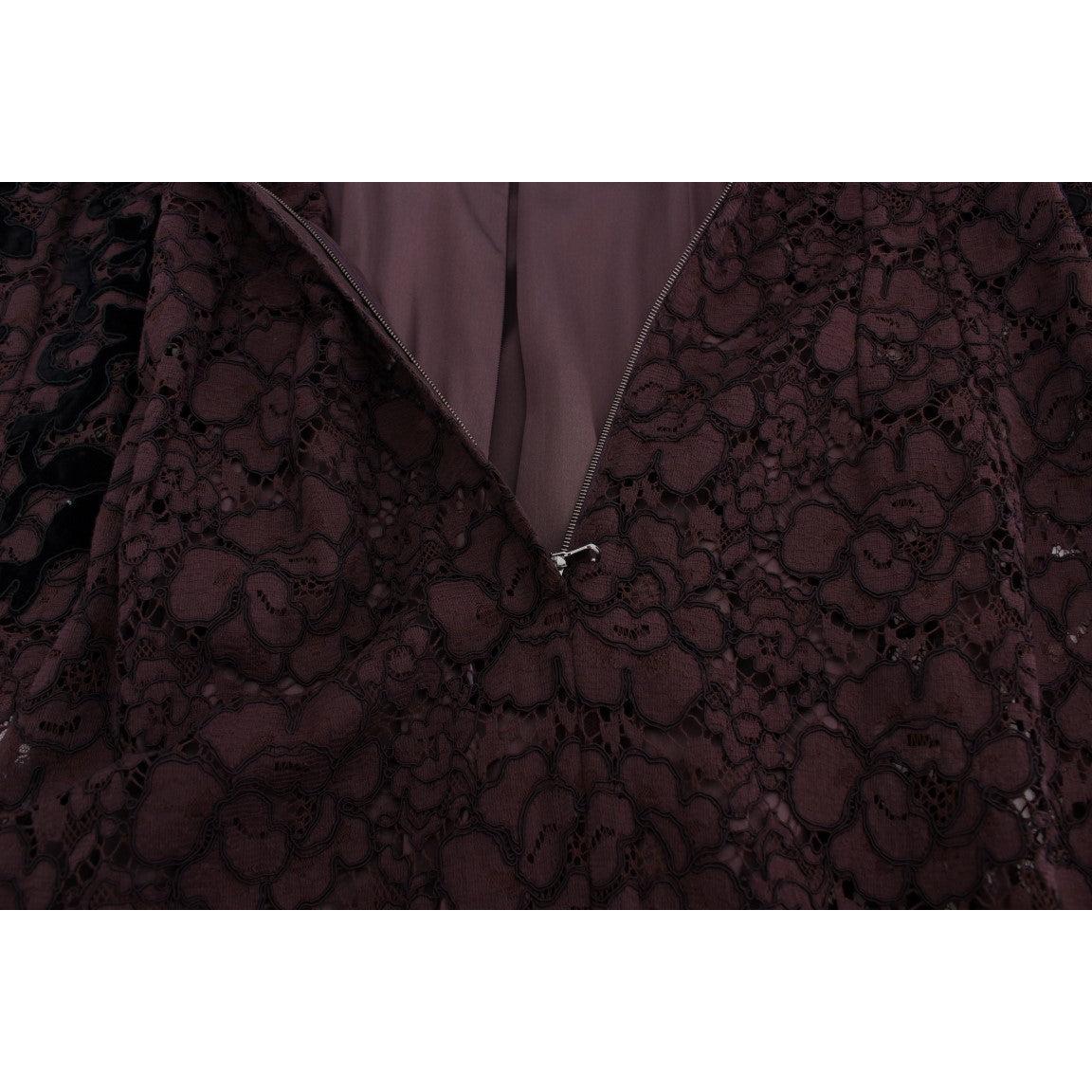 Purple Floral Lace Ricamo Maxi Dress - coffeewithmee2
