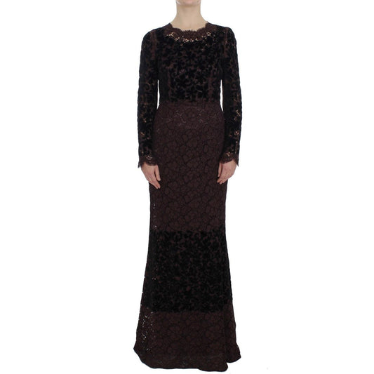 Purple Floral Lace Ricamo Maxi Dress - coffeewithmee2
