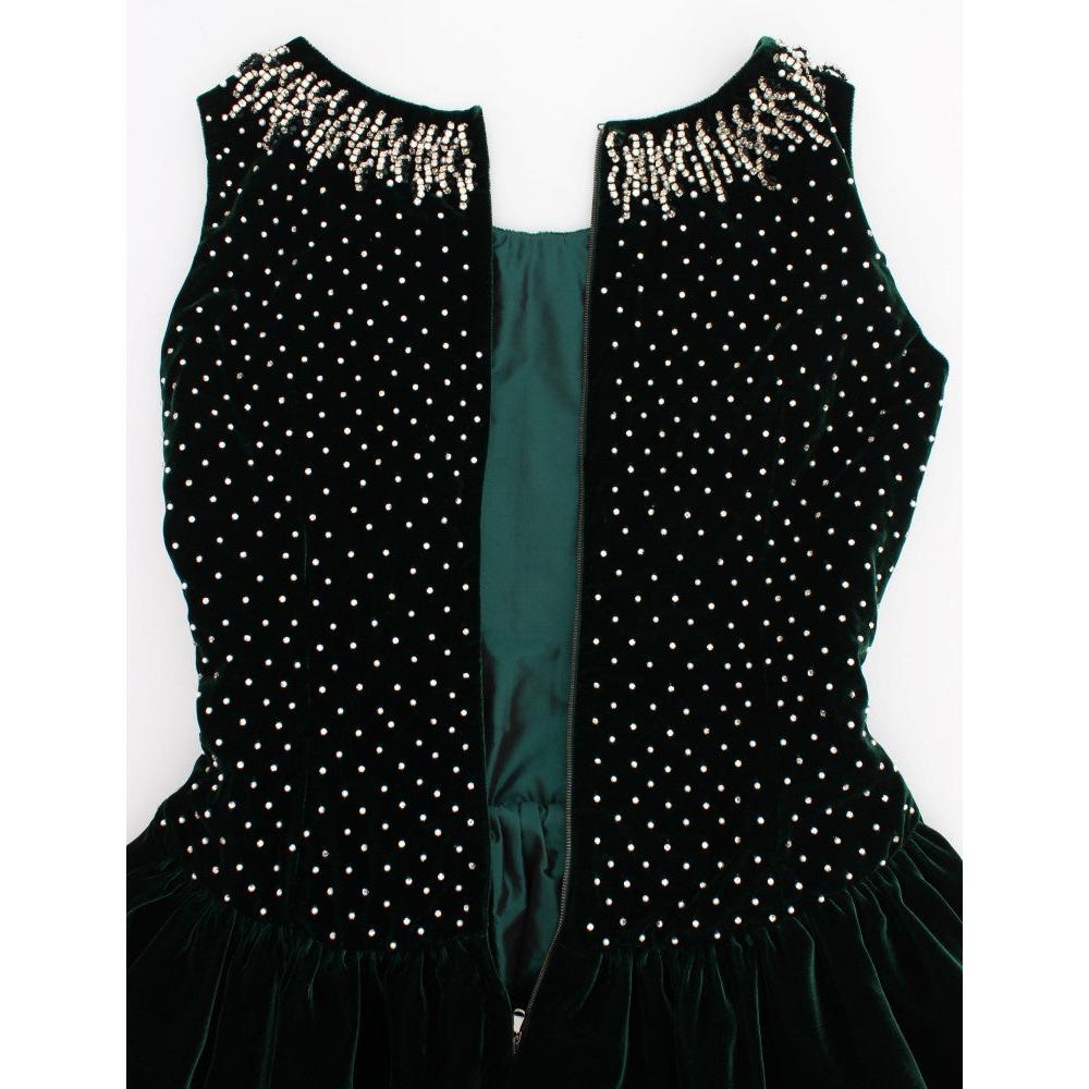 Green Velvet Crystal Long Maxi Dress - coffeewithmee2