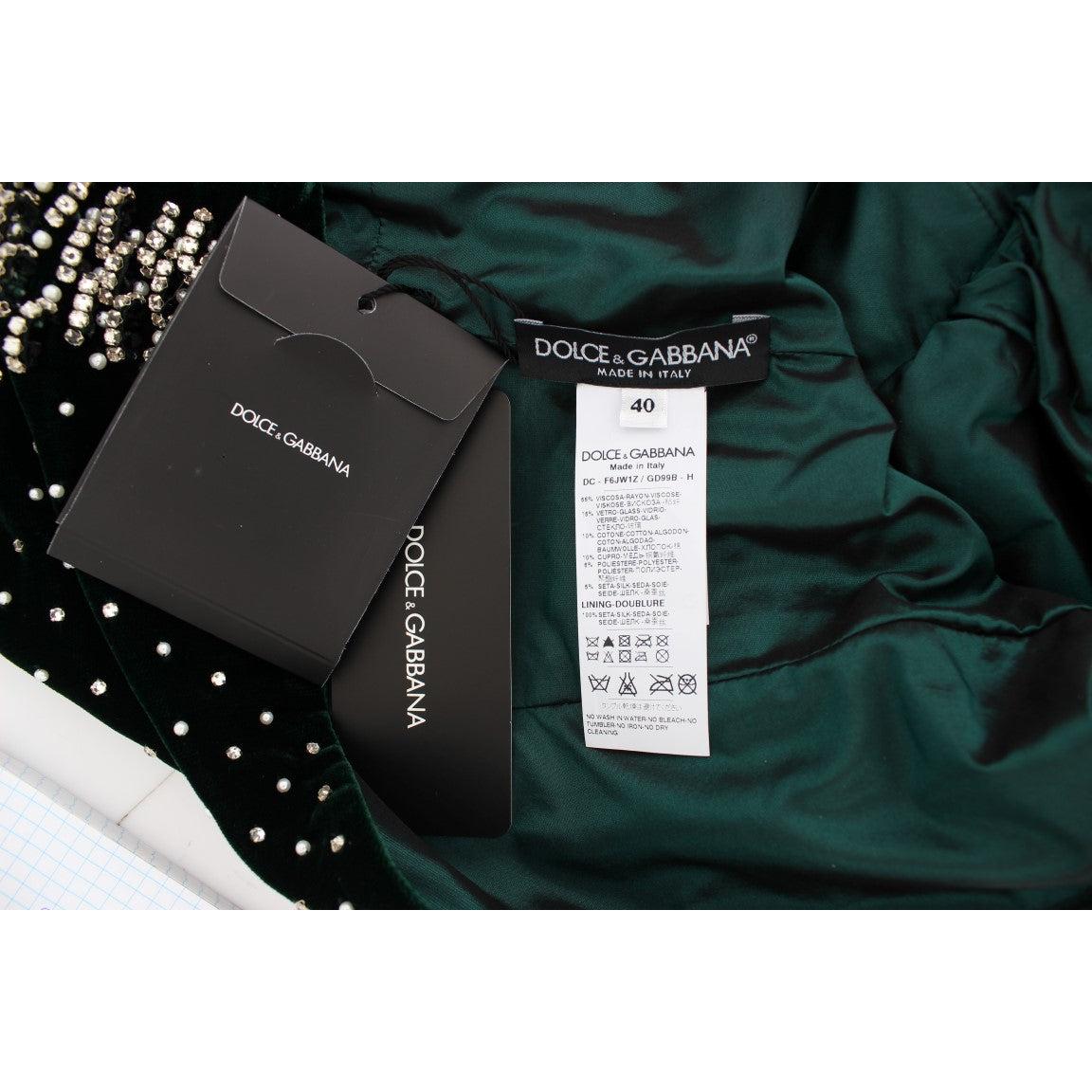 Green Velvet Crystal Long Maxi Dress - coffeewithmee2