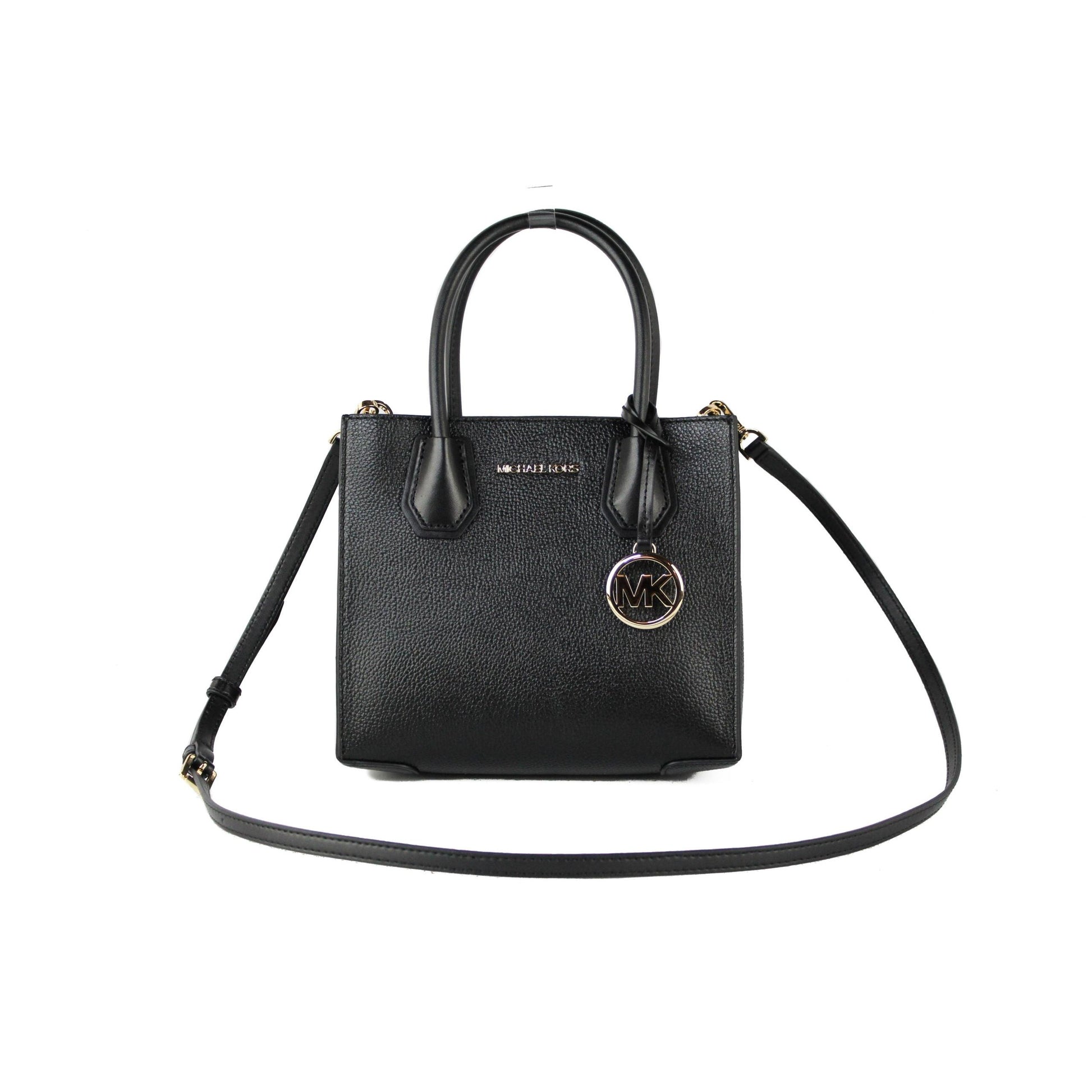 Mercer Medium Leather Messenger Crossbody Handbag (Black Solid) - coffeewithmee2