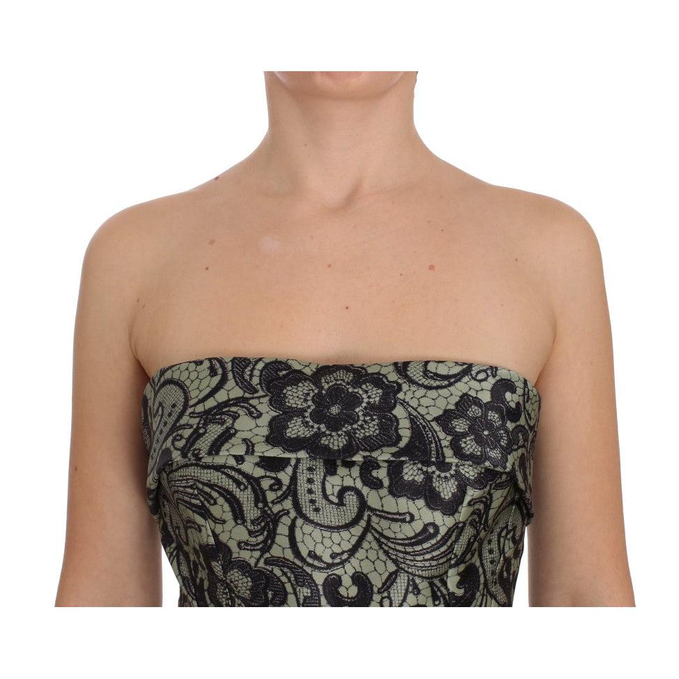 Green Floral Lace Silk Corset Maxi Dress - coffeewithmee2