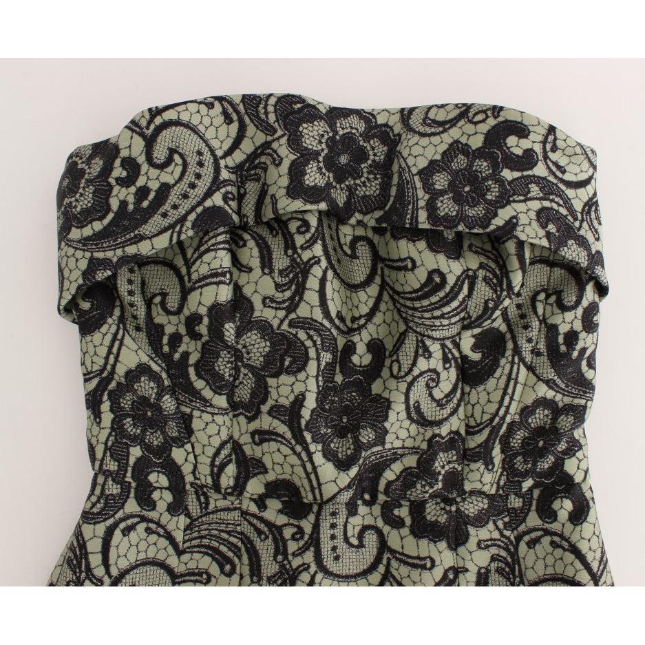 Green Floral Lace Silk Corset Maxi Dress - coffeewithmee2