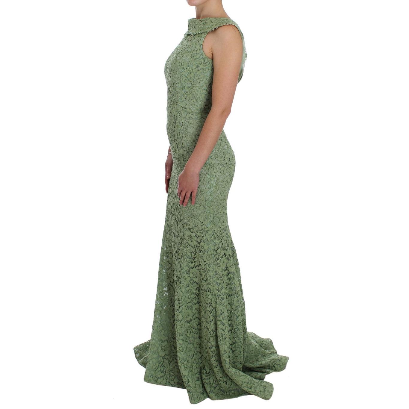 Green Floral Lace Sheath Maxi Dress - coffeewithmee2