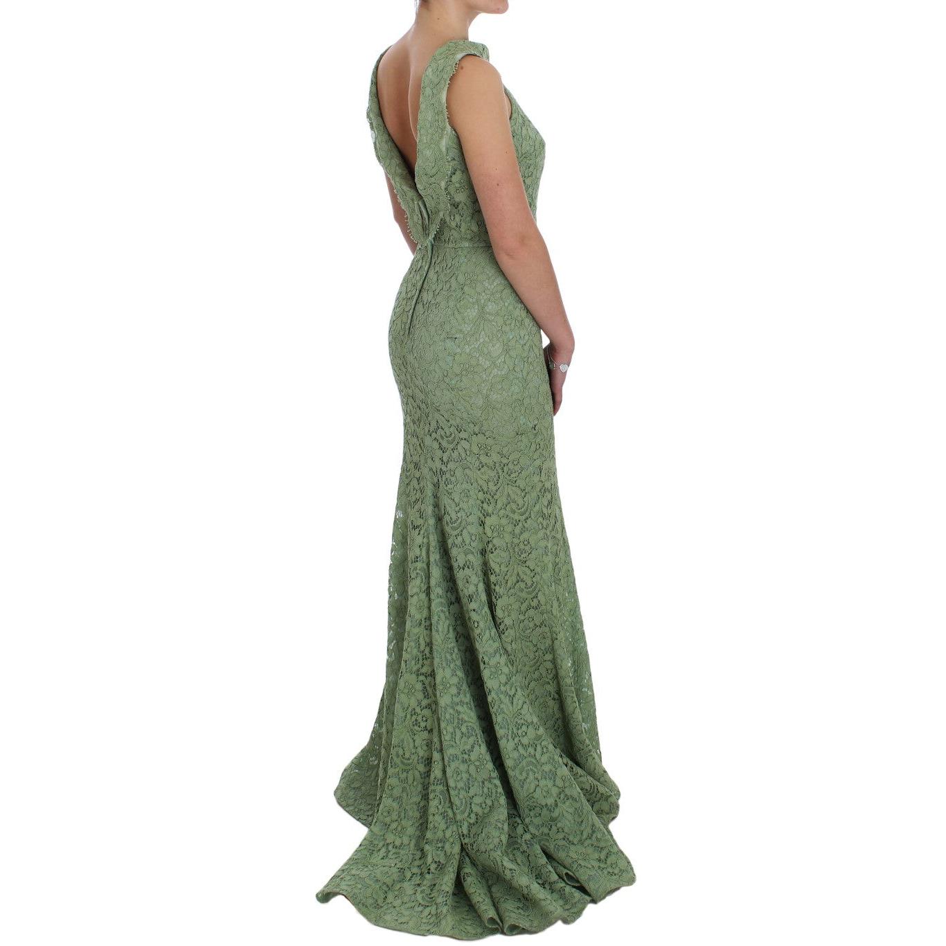 Green Floral Lace Sheath Maxi Dress - coffeewithmee2