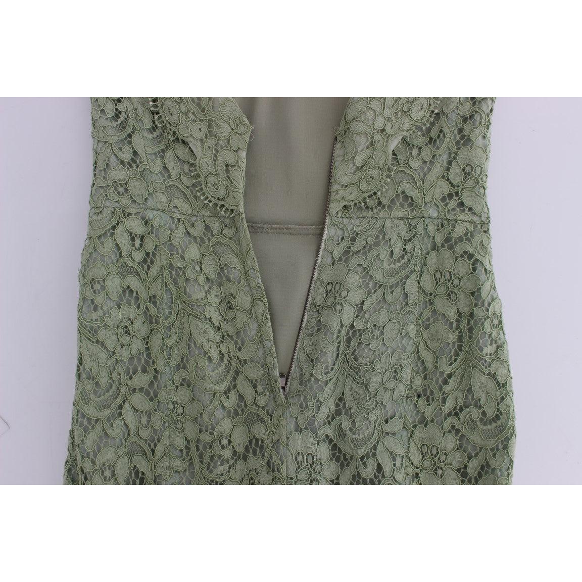 Green Floral Lace Sheath Maxi Dress - coffeewithmee2