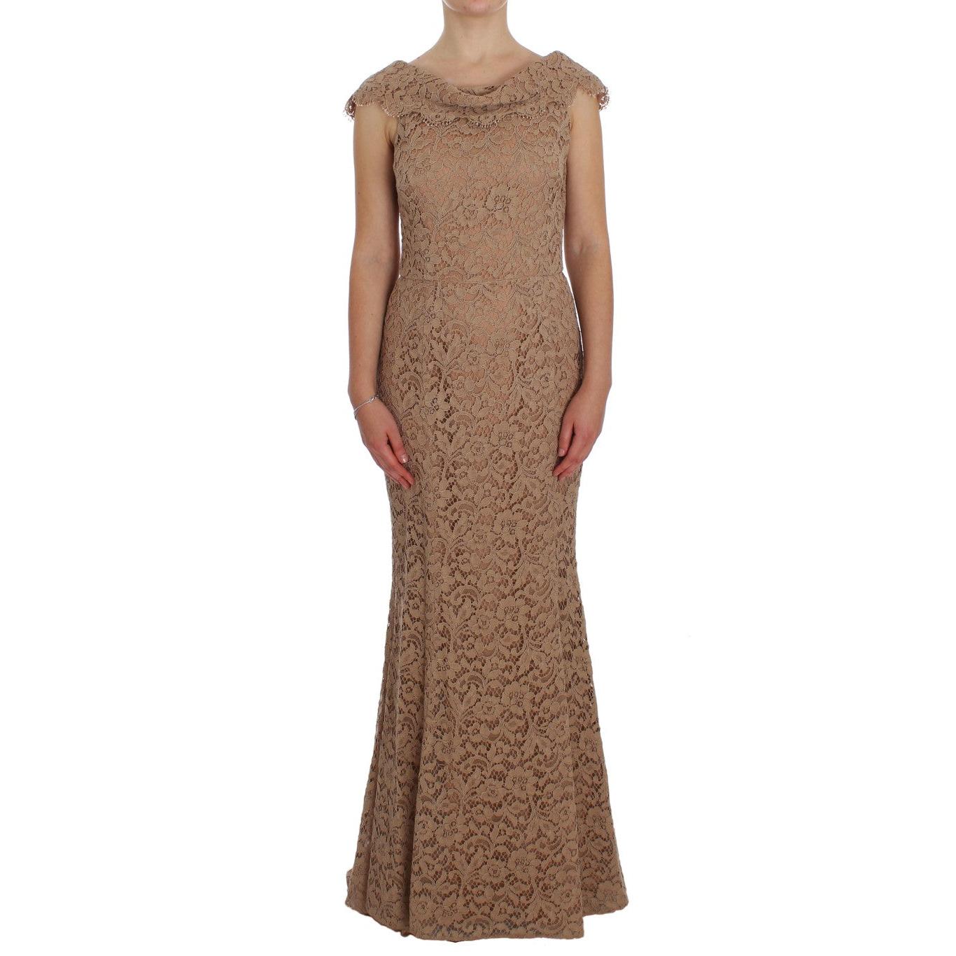 Pink Floral Lace Full Length Sheath Dress - coffeewithmee2