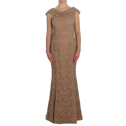 Pink Floral Lace Full Length Sheath Dress - coffeewithmee2