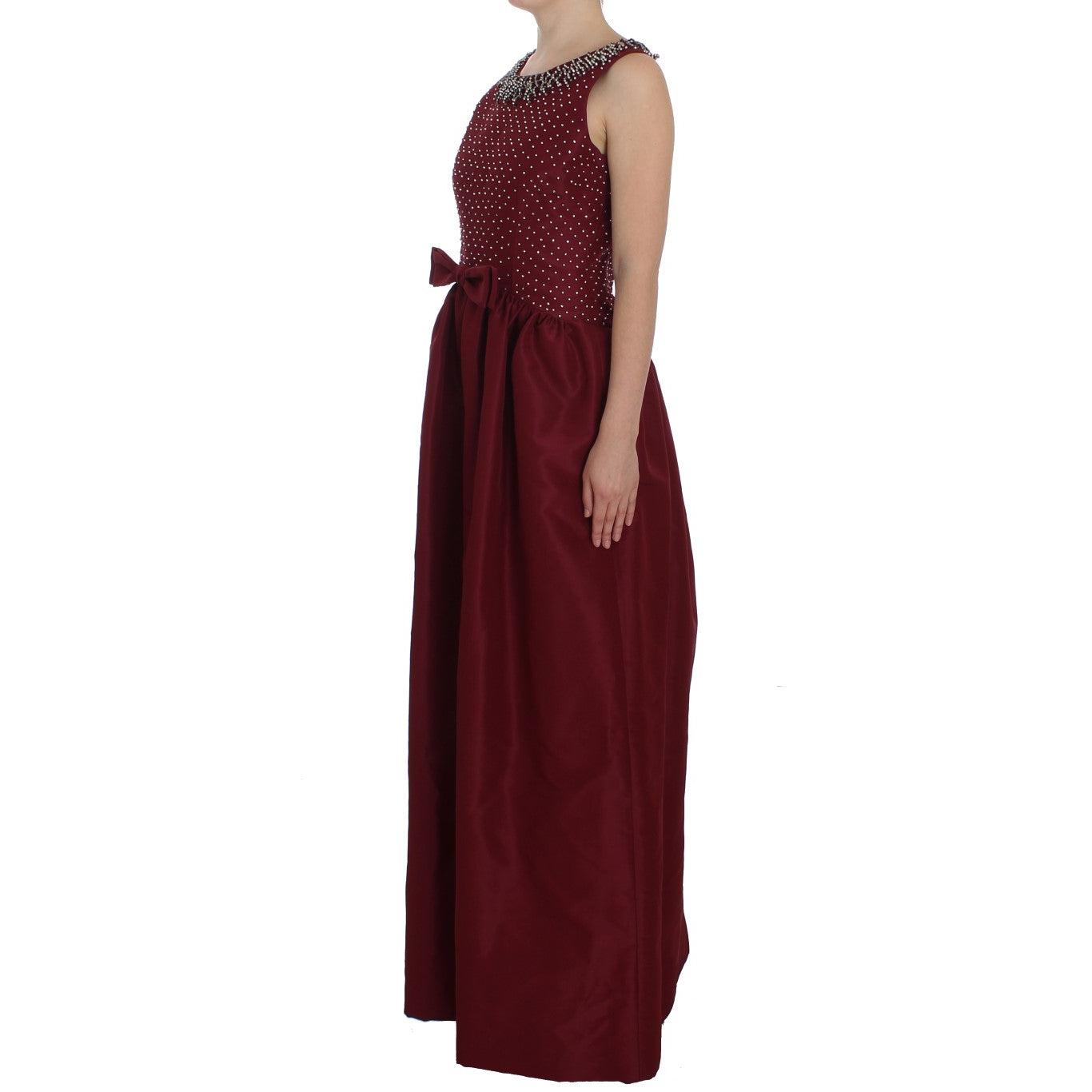 Bordeaux Crystal Ball Gown Full Dress - coffeewithmee2