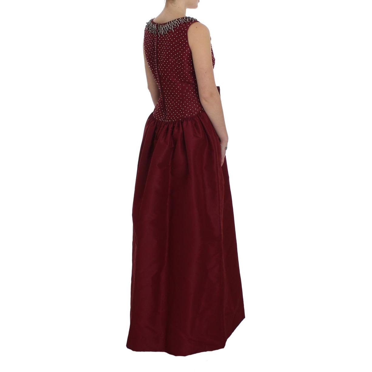 Bordeaux Crystal Ball Gown Full Dress - coffeewithmee2