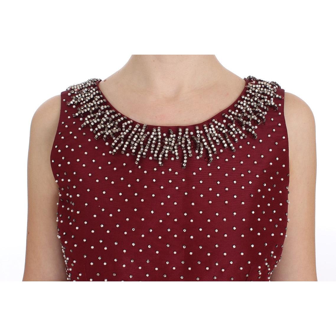 Bordeaux Crystal Ball Gown Full Dress - coffeewithmee2