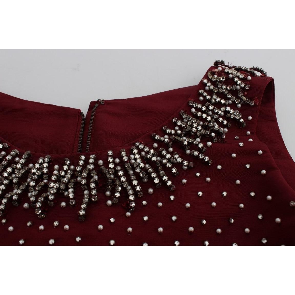 Bordeaux Crystal Ball Gown Full Dress - coffeewithmee2