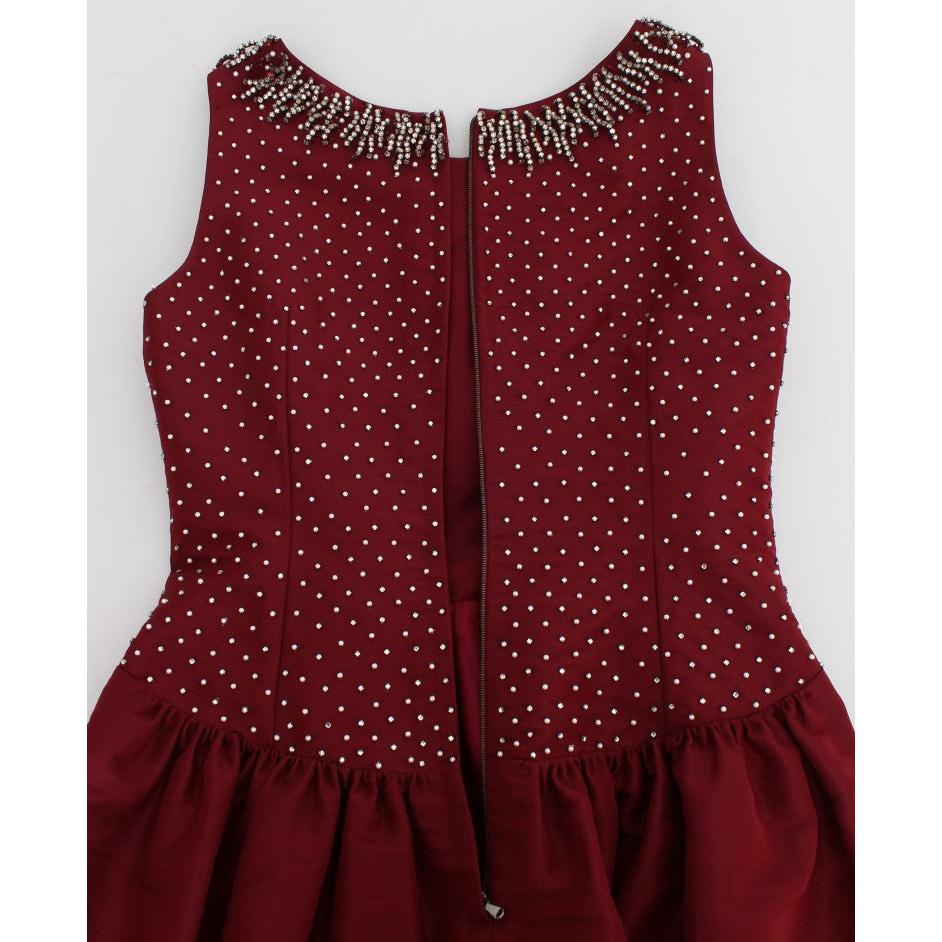 Bordeaux Crystal Ball Gown Full Dress - coffeewithmee2