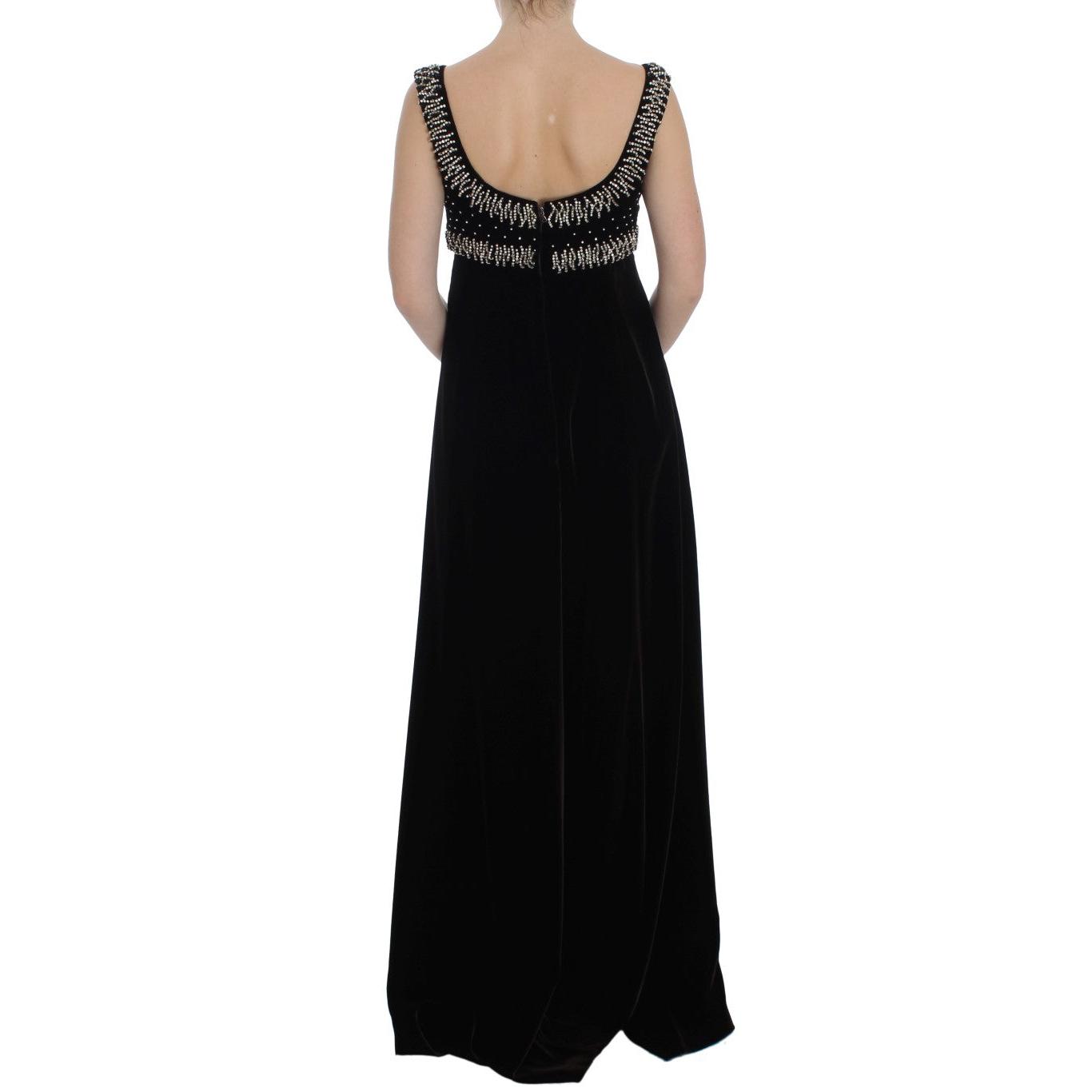 Brown Velvet Crystal Sheath Gown Dress - coffeewithmee2