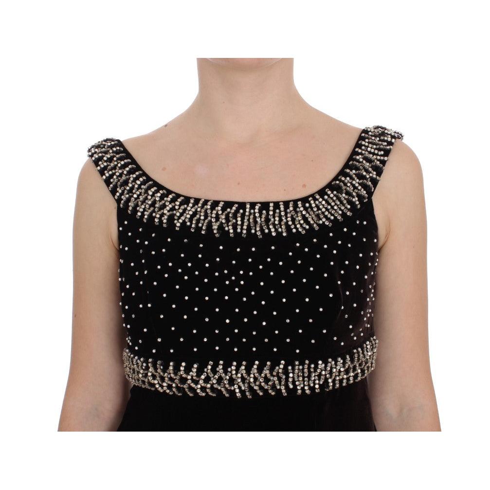 Brown Velvet Crystal Sheath Gown Dress - coffeewithmee2