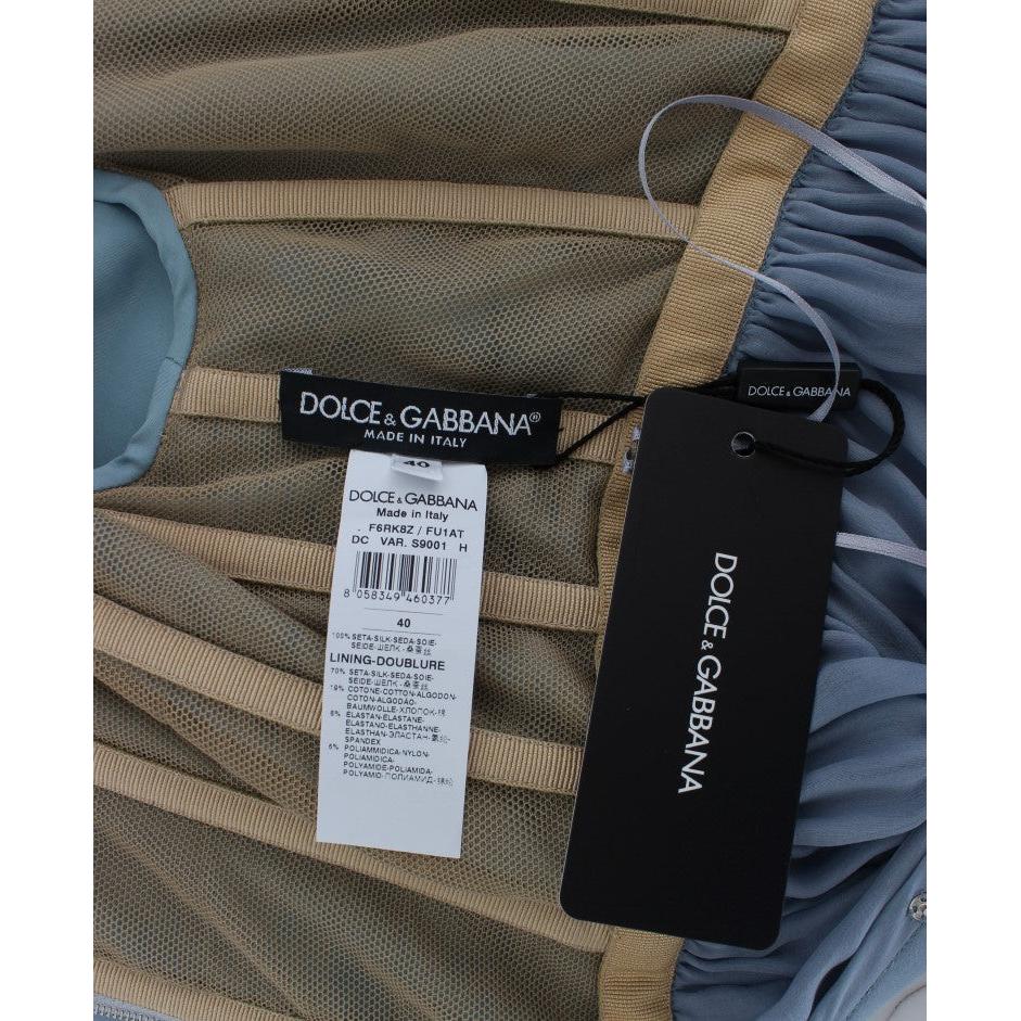 Blue Silk Crystal Sheath Gown Ball Dress - coffeewithmee2