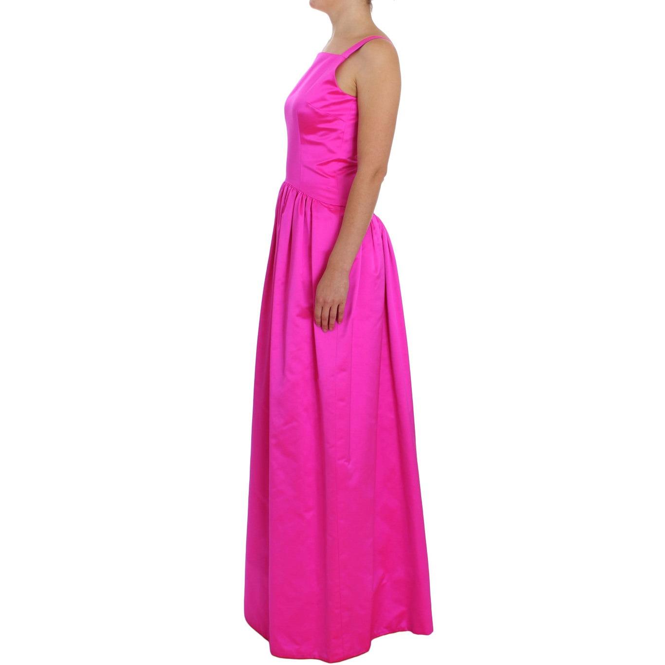 Pink Silk Long Sheath Ball Gown Dress - coffeewithmee2