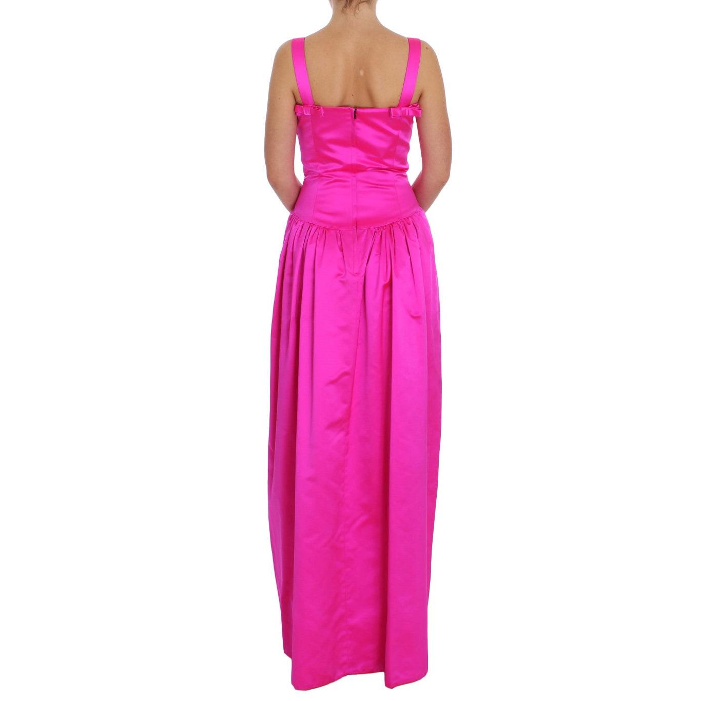 Pink Silk Long Sheath Ball Gown Dress - coffeewithmee2