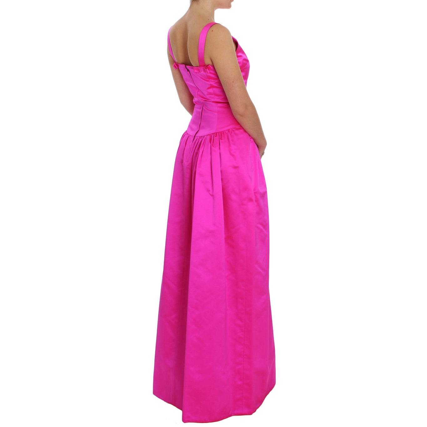 Pink Silk Long Sheath Ball Gown Dress - coffeewithmee2