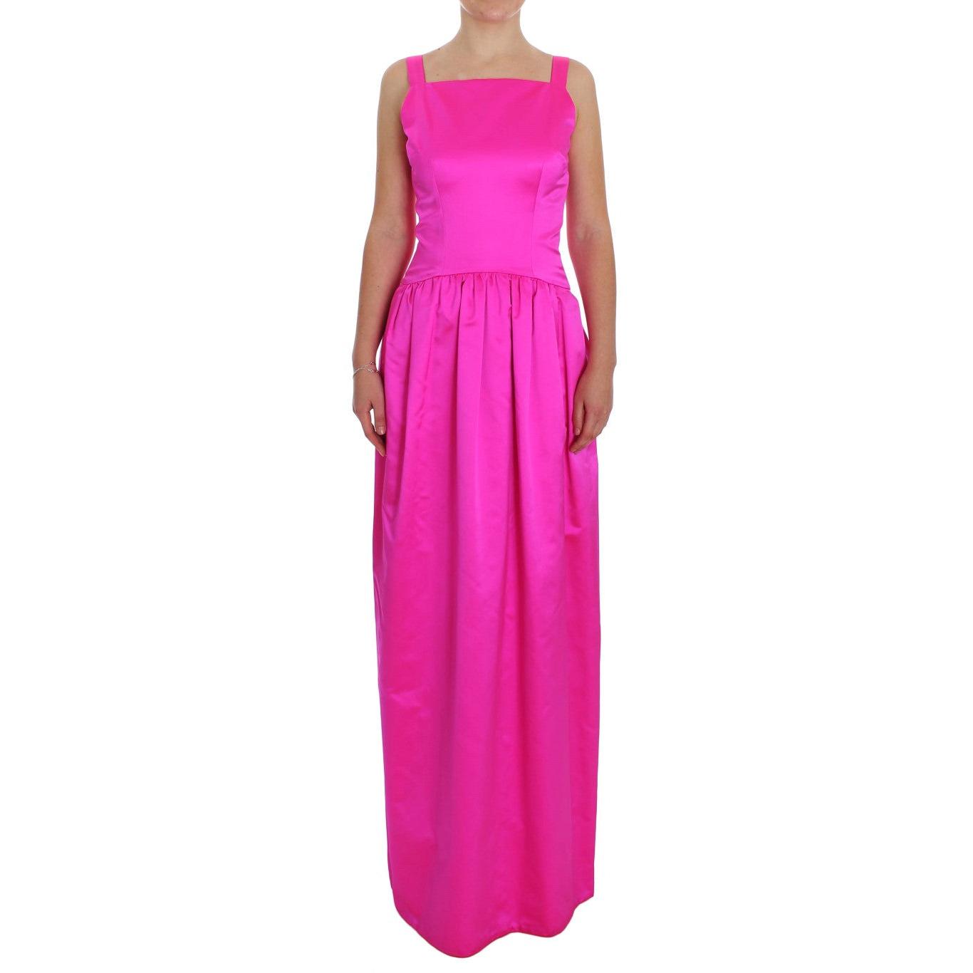 Pink Silk Long Sheath Ball Gown Dress - coffeewithmee2