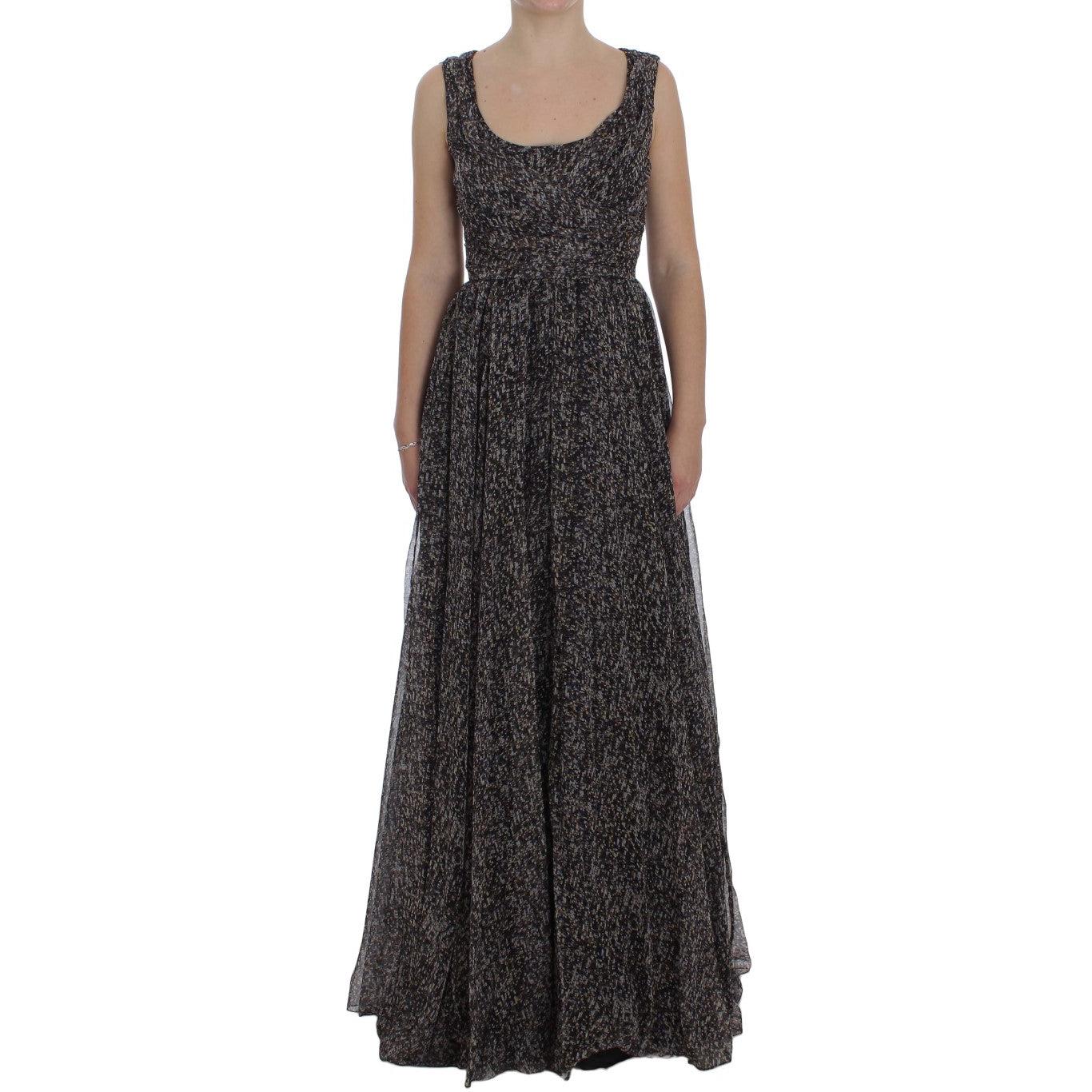 Dark Silk Shift Gown Full Length Dress - coffeewithmee2