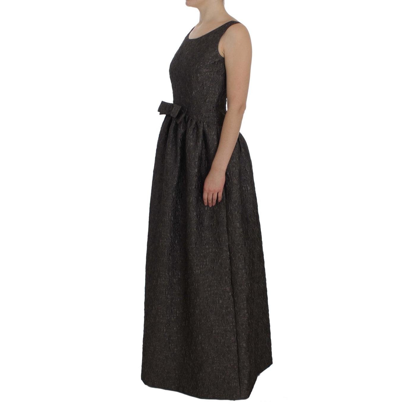 Gray Brocade Sheath Full Length Gown Dress - coffeewithmee2