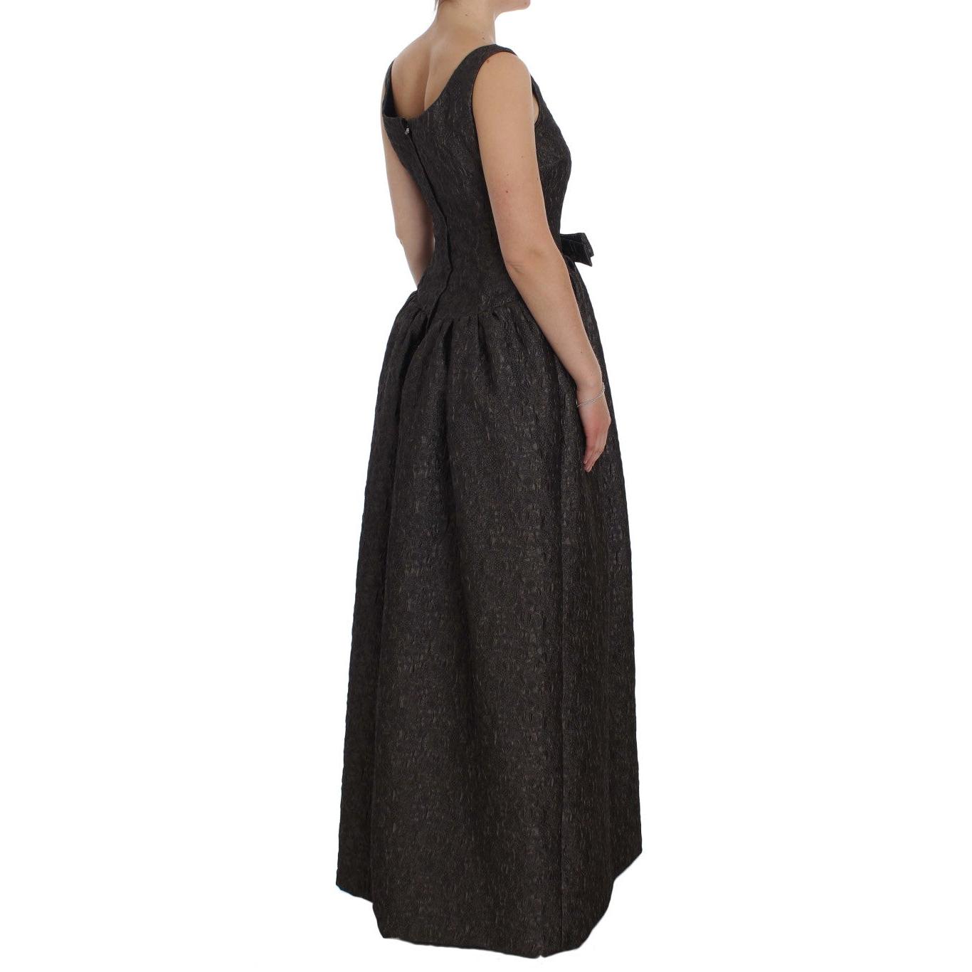 Gray Brocade Sheath Full Length Gown Dress - coffeewithmee2