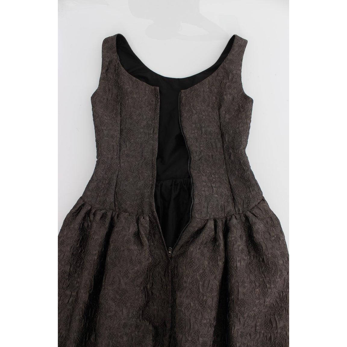 Gray Brocade Sheath Full Length Gown Dress - coffeewithmee2