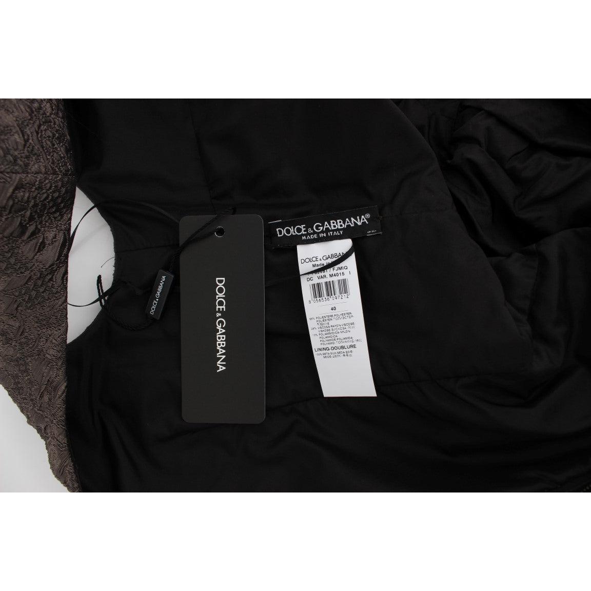 Gray Brocade Sheath Full Length Gown Dress - coffeewithmee2