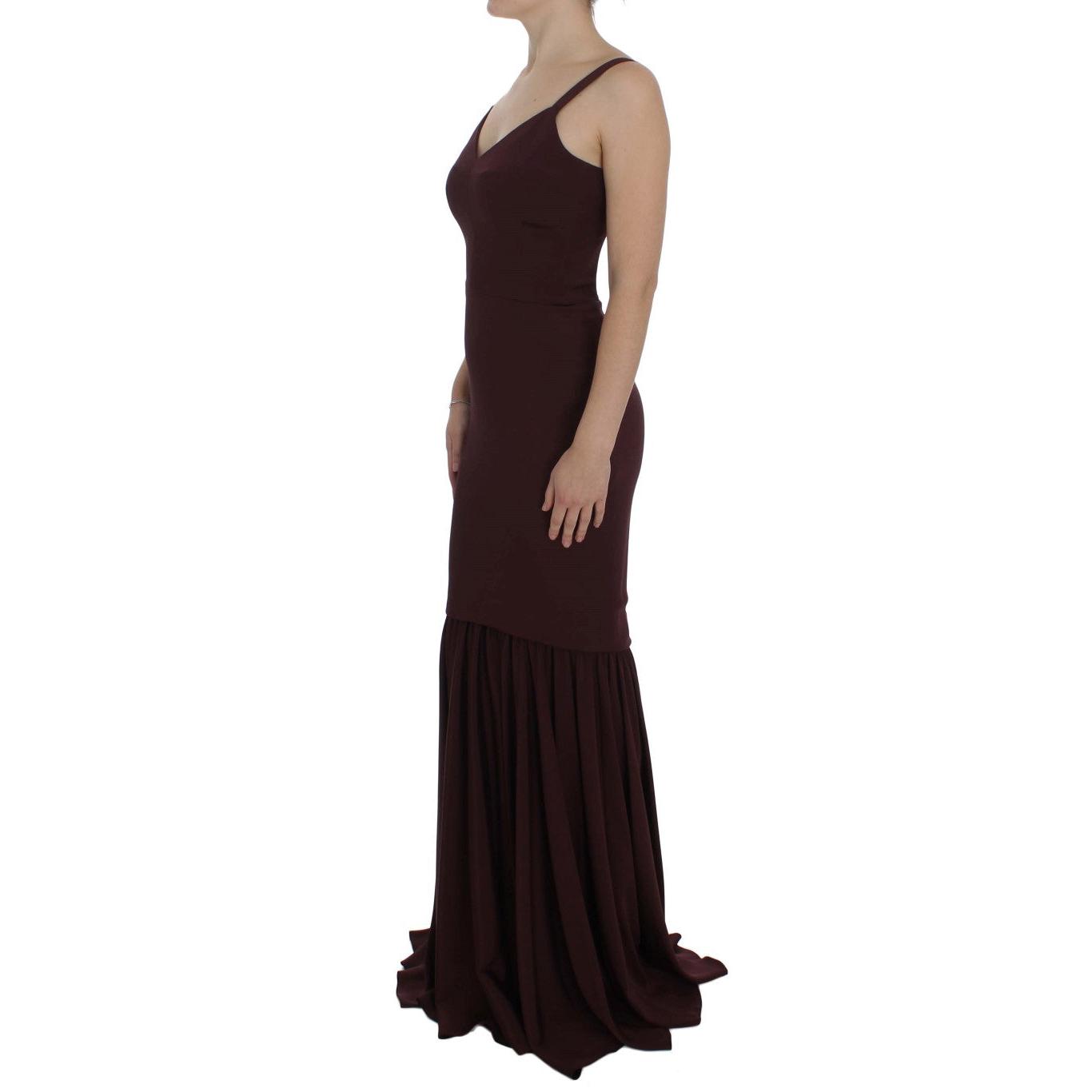 Bordeaux Stretch Full Length Sheath Dress - coffeewithmee2