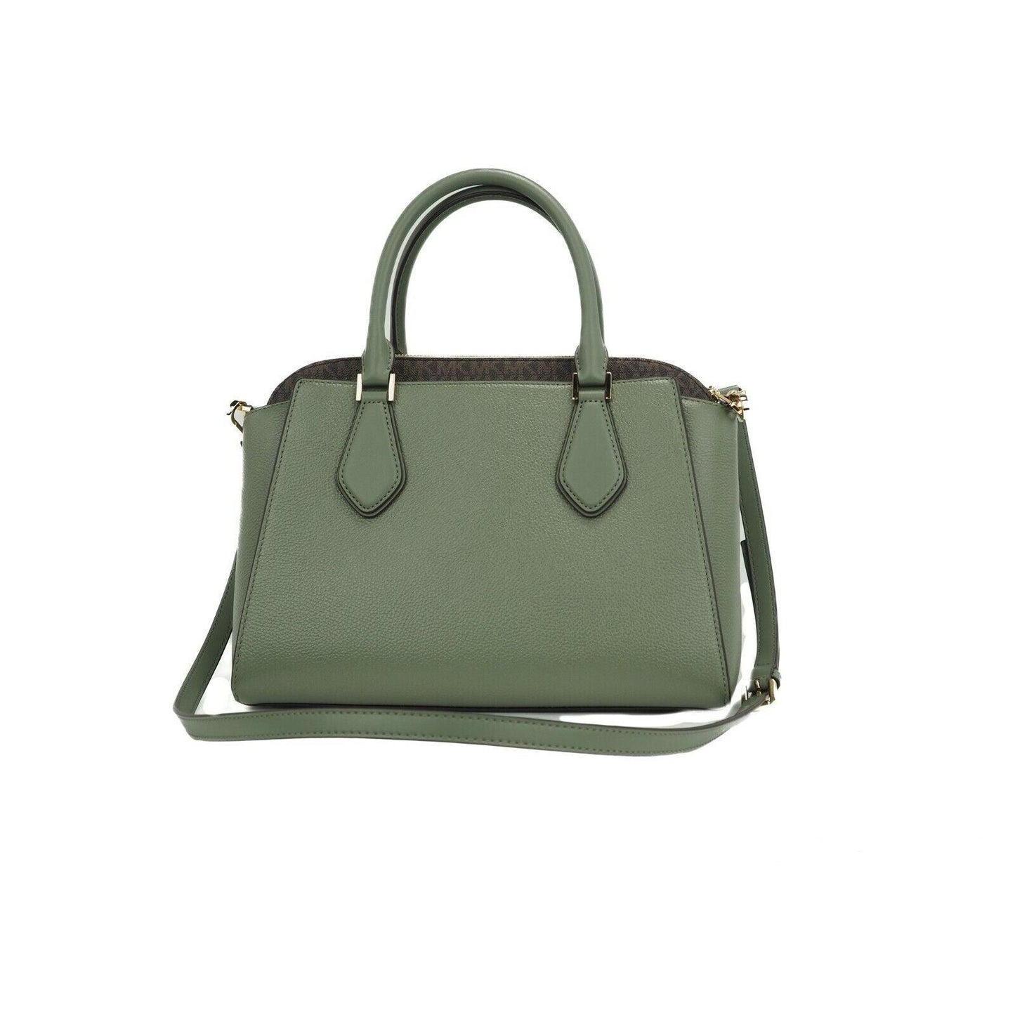 Daria Large Pebbled Leather Triple Compartment Satchel Handbag (Army Green) - coffeewithmee2