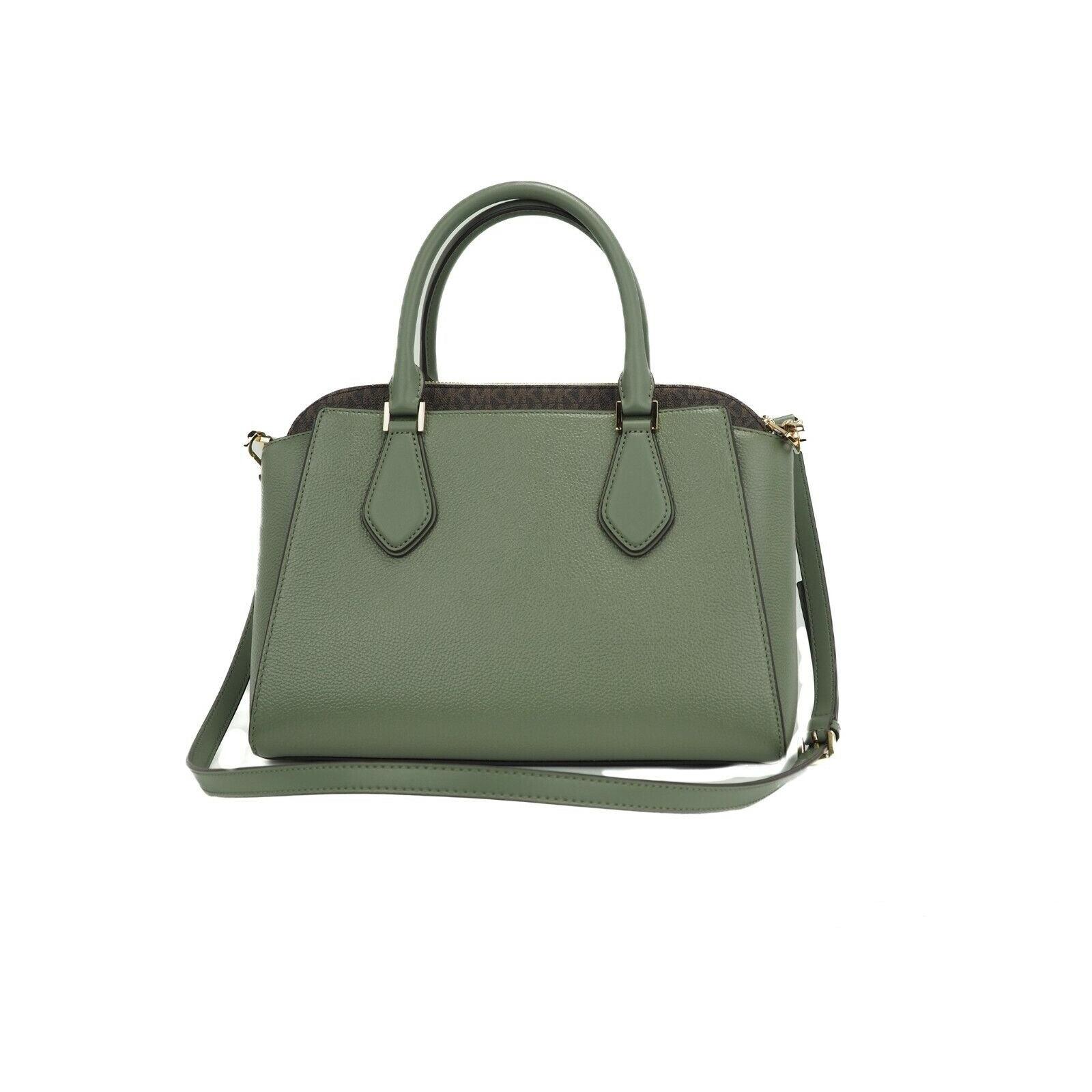 Daria Large Pebbled Leather Triple Compartment Satchel Handbag (Army Green) - coffeewithmee2
