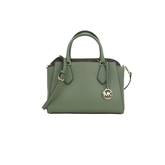 Daria Large Pebbled Leather Triple Compartment Satchel Handbag (Army Green) - coffeewithmee2
