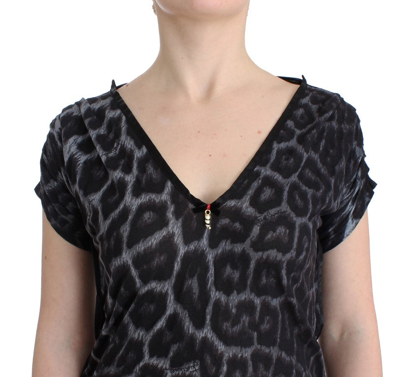 Gray leopard v-neck top - coffeewithmee2