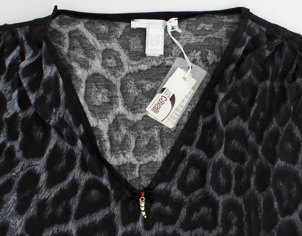 Gray leopard v-neck top - coffeewithmee2