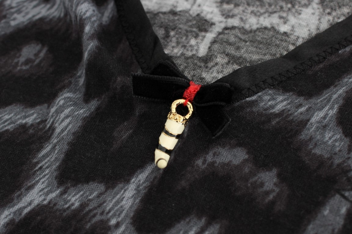 Gray leopard v-neck top - coffeewithmee2