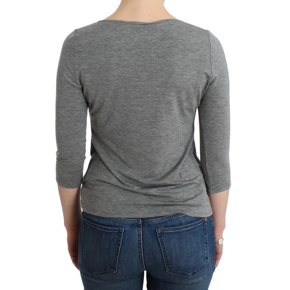 Gray 3/4 sleeves jumper top - coffeewithmee2