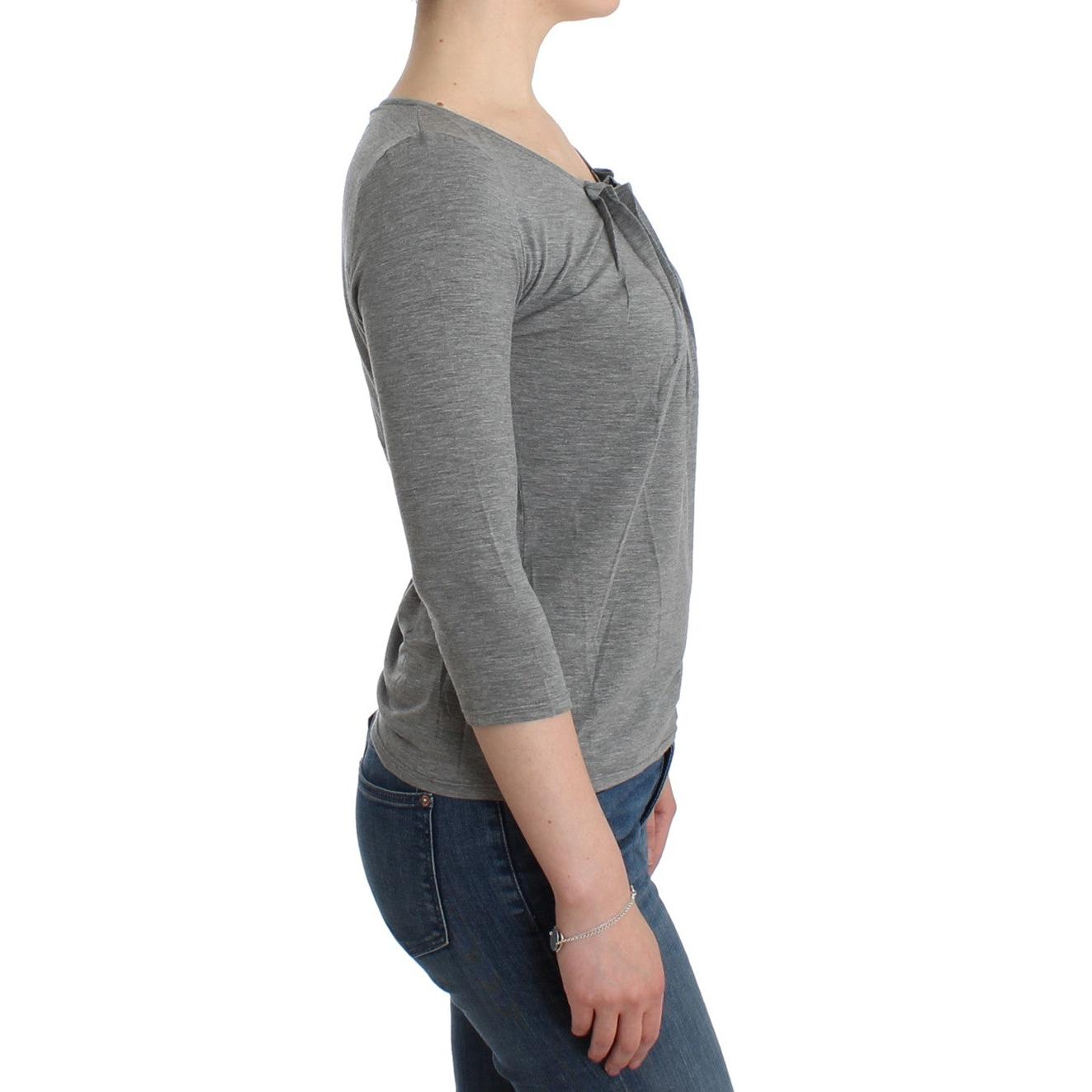 Gray 3/4 sleeves jumper top - coffeewithmee2
