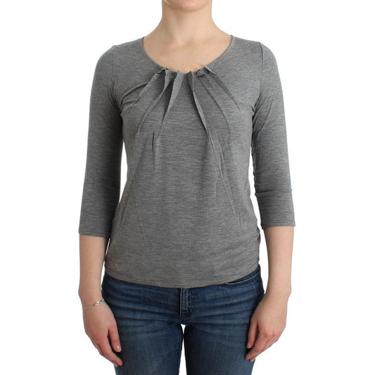 Gray 3/4 sleeves jumper top - coffeewithmee2