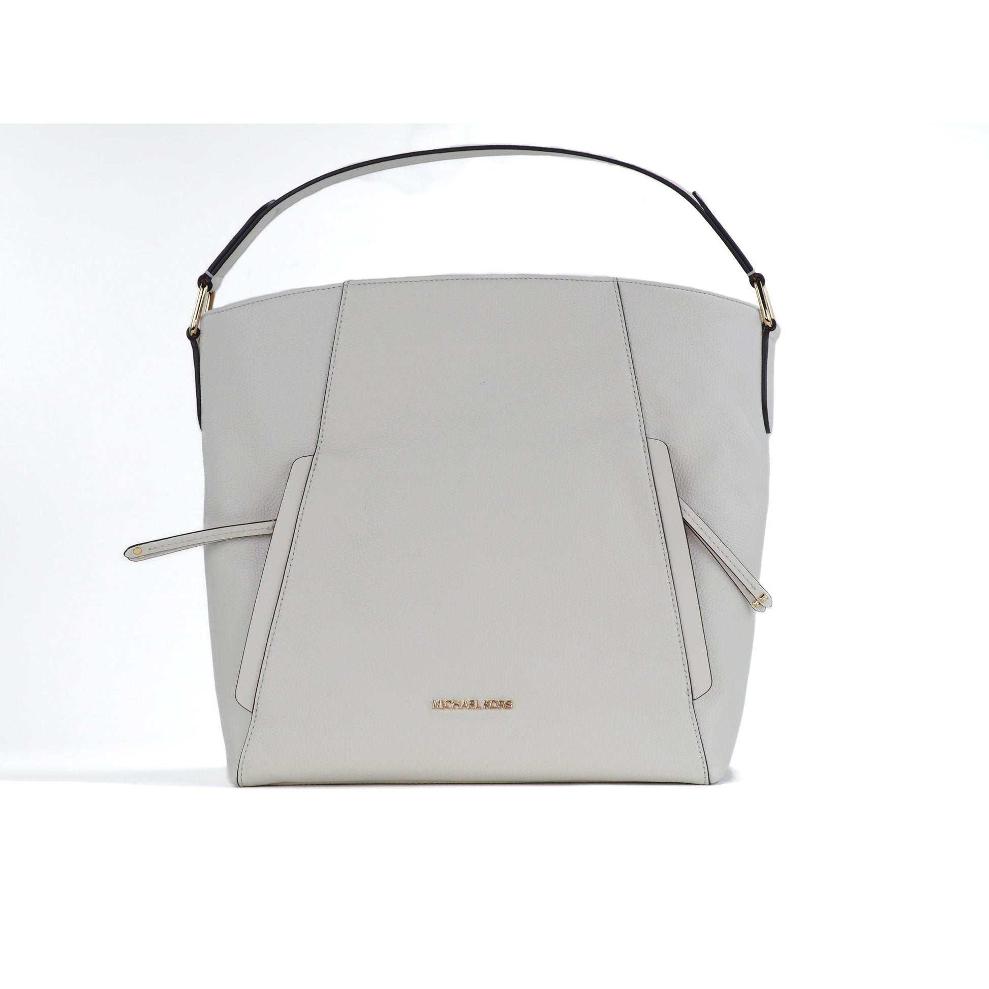 Evie Large Pebbled Leather Hobo Shoulder Bag Handbag (Light Cream) - coffeewithmee2