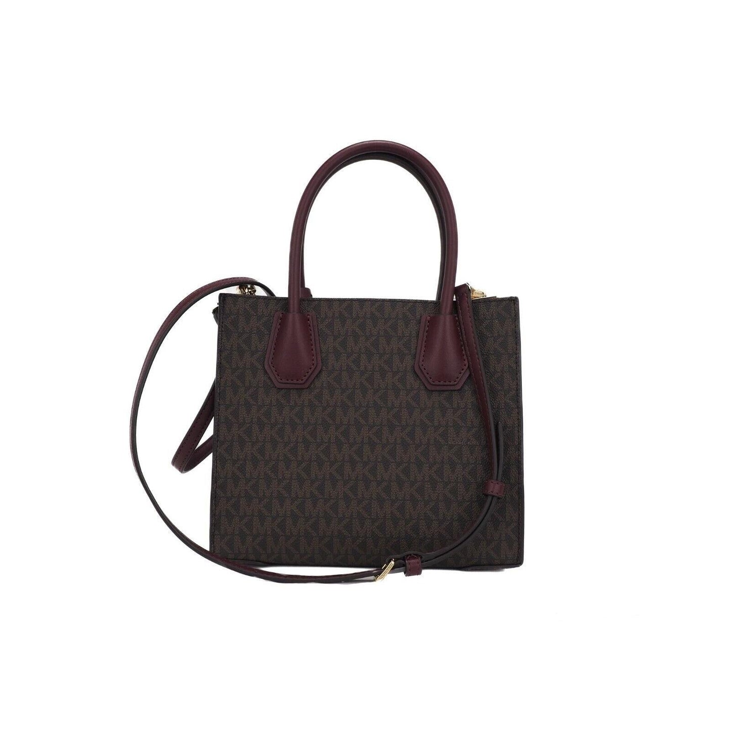 Mercer Medium Leather Messenger Crossbody Handbag (Brown Sig/Merlot) - coffeewithmee2