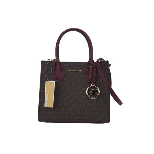 Mercer Medium Leather Messenger Crossbody Handbag (Brown Sig/Merlot) - coffeewithmee2